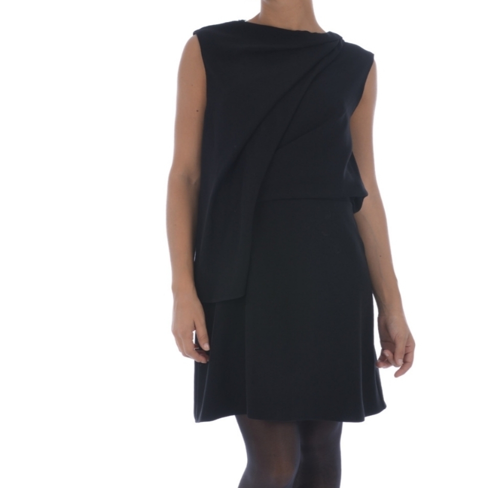 Alexander McQueen Draped Crepe Black Mini Dress Evening Attire Designer IT 38